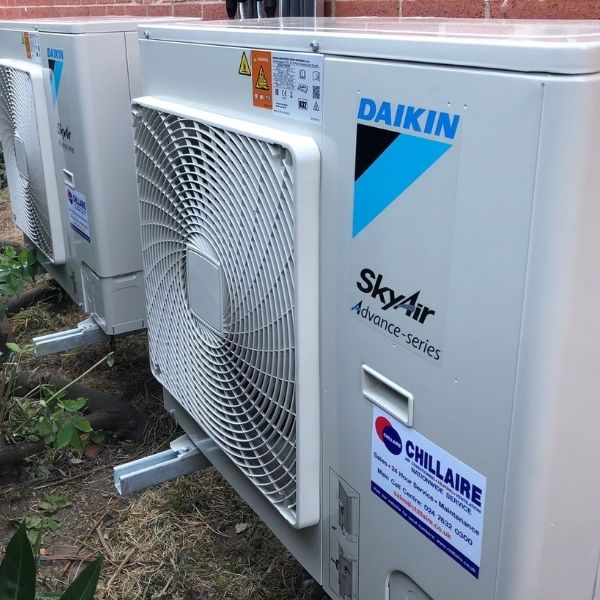 Outside Daikin air conditioning unit