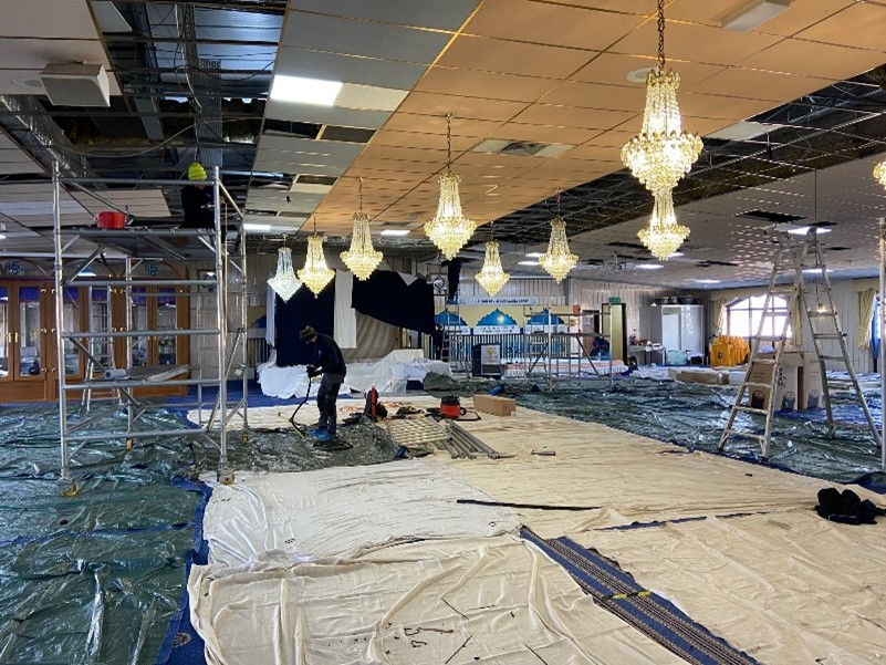 Inside Sikh temple during renovation