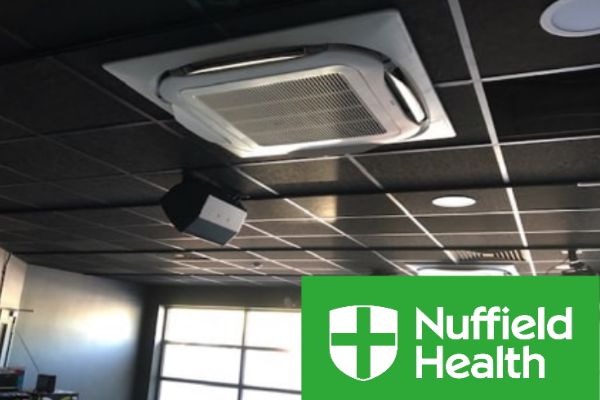 Air conditioning unit built into ceiling for Nuffield Health