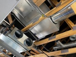 Air ventilation system with wooden beams