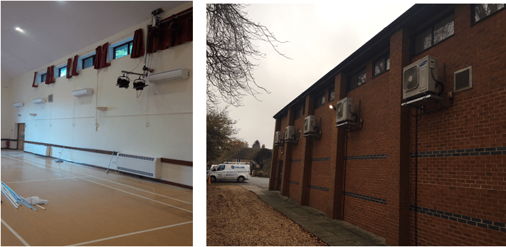 Samsung heat pump air conditioning at Dunchurch Village Hall near Rugby