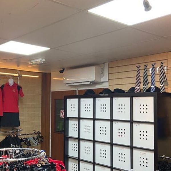 Air conditioning in sports apparel shop