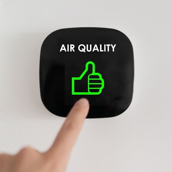 Air quality green thumbs up button